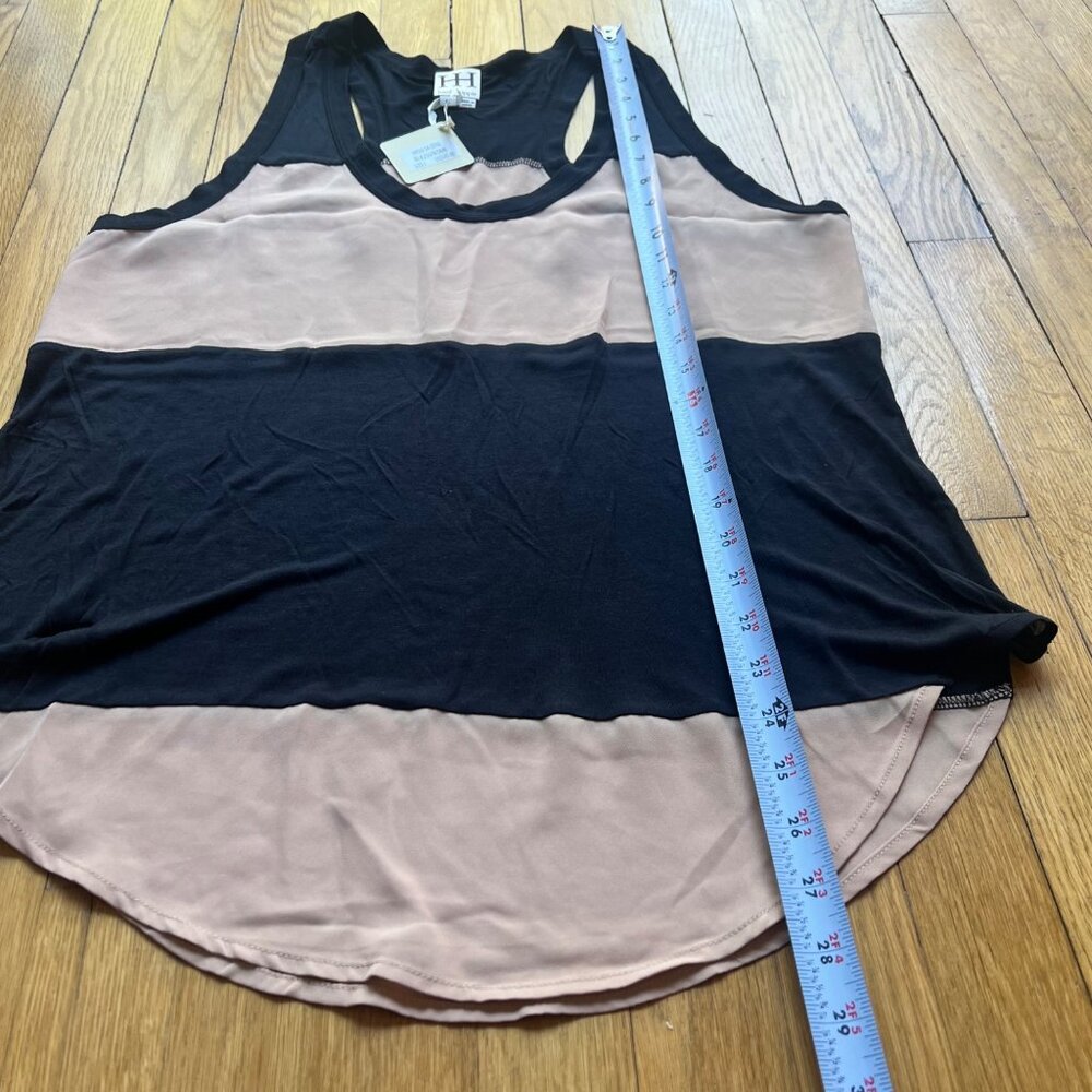 Haute Hippie size L NEW Beige Black Colorblock Scoop Neck Sleeveless Tank Top - Picture 7 of 12